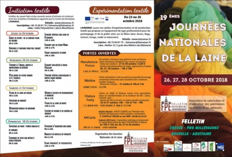 26 &amp; 28 Octobre 2018, 19eme journées de la laine, Felletin (23) Visuel